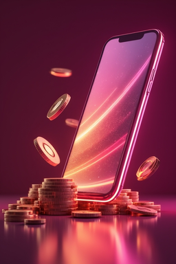 Smartphone with casino app mockup