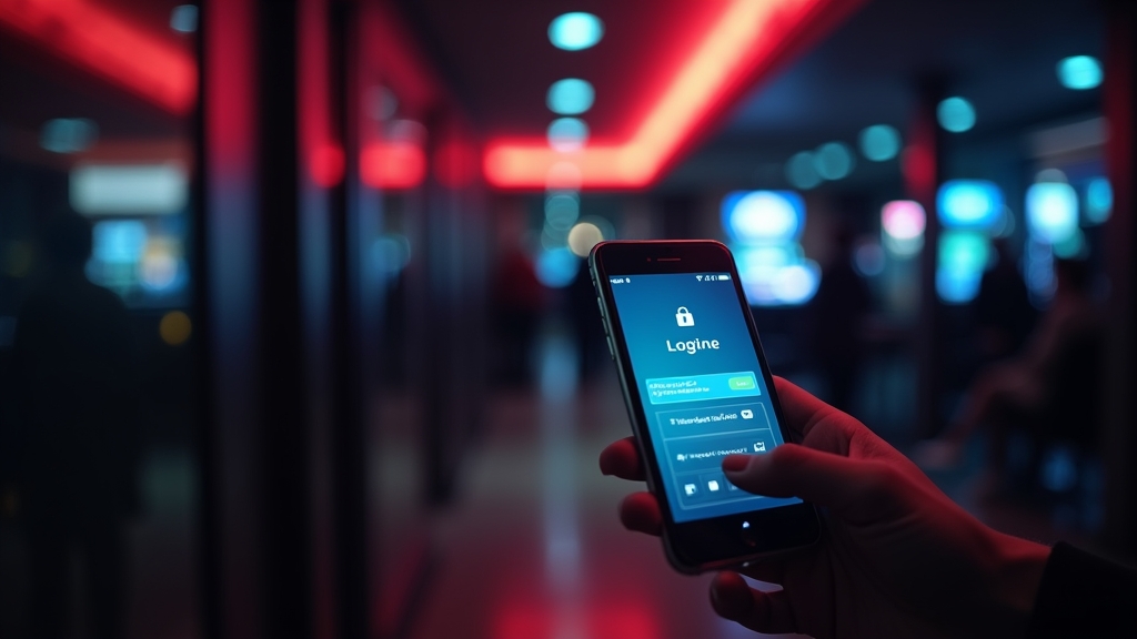 A casino app login screen on a phone with a user entering account details