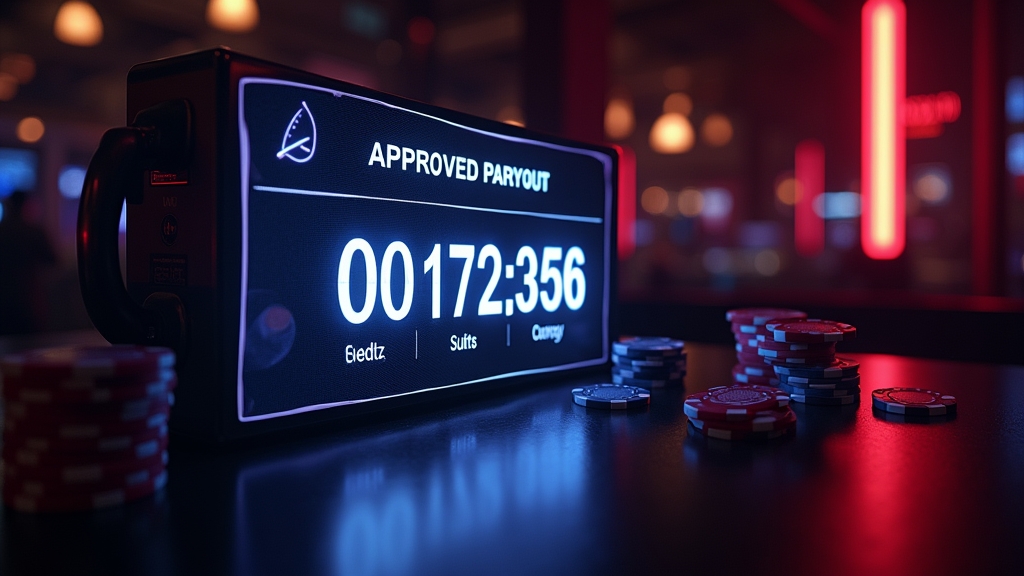 A casino withdrawal screen showing approved payout timing